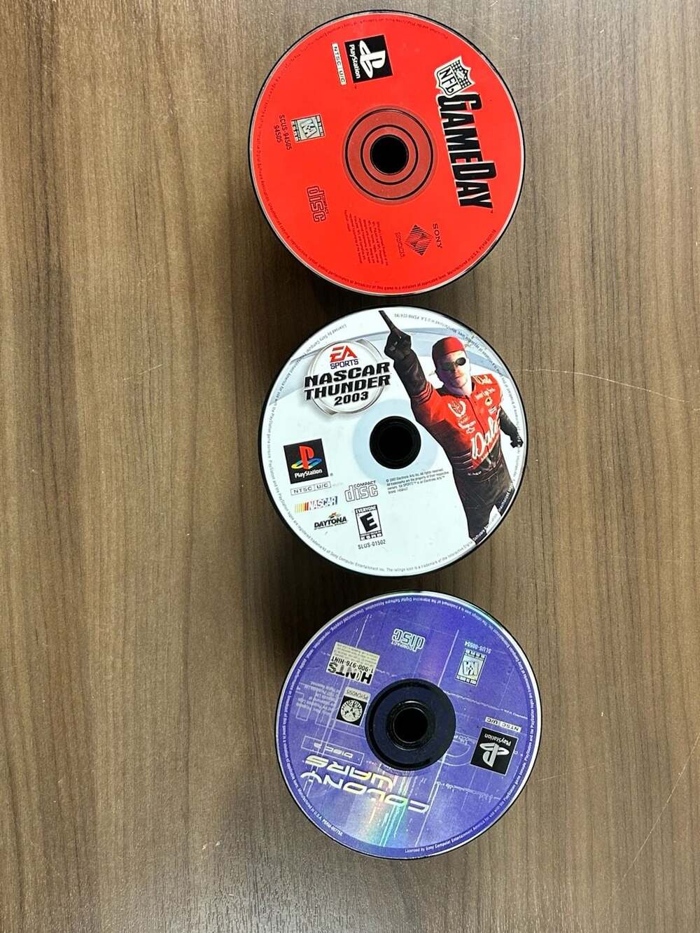 PS1 Lot 3 Discs NFL GameDay NASCAR Thunder 2003 Colony Wars Disc 2 Untested